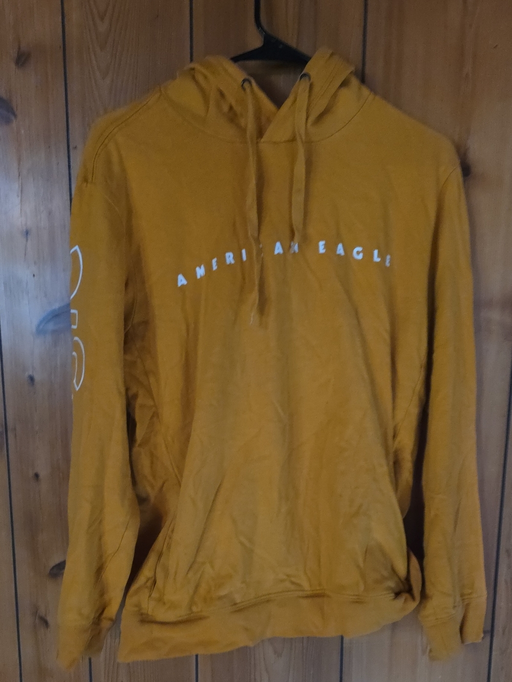 American Eagle Outfitters Men's Mustard Yellow Pullover Hoodie
